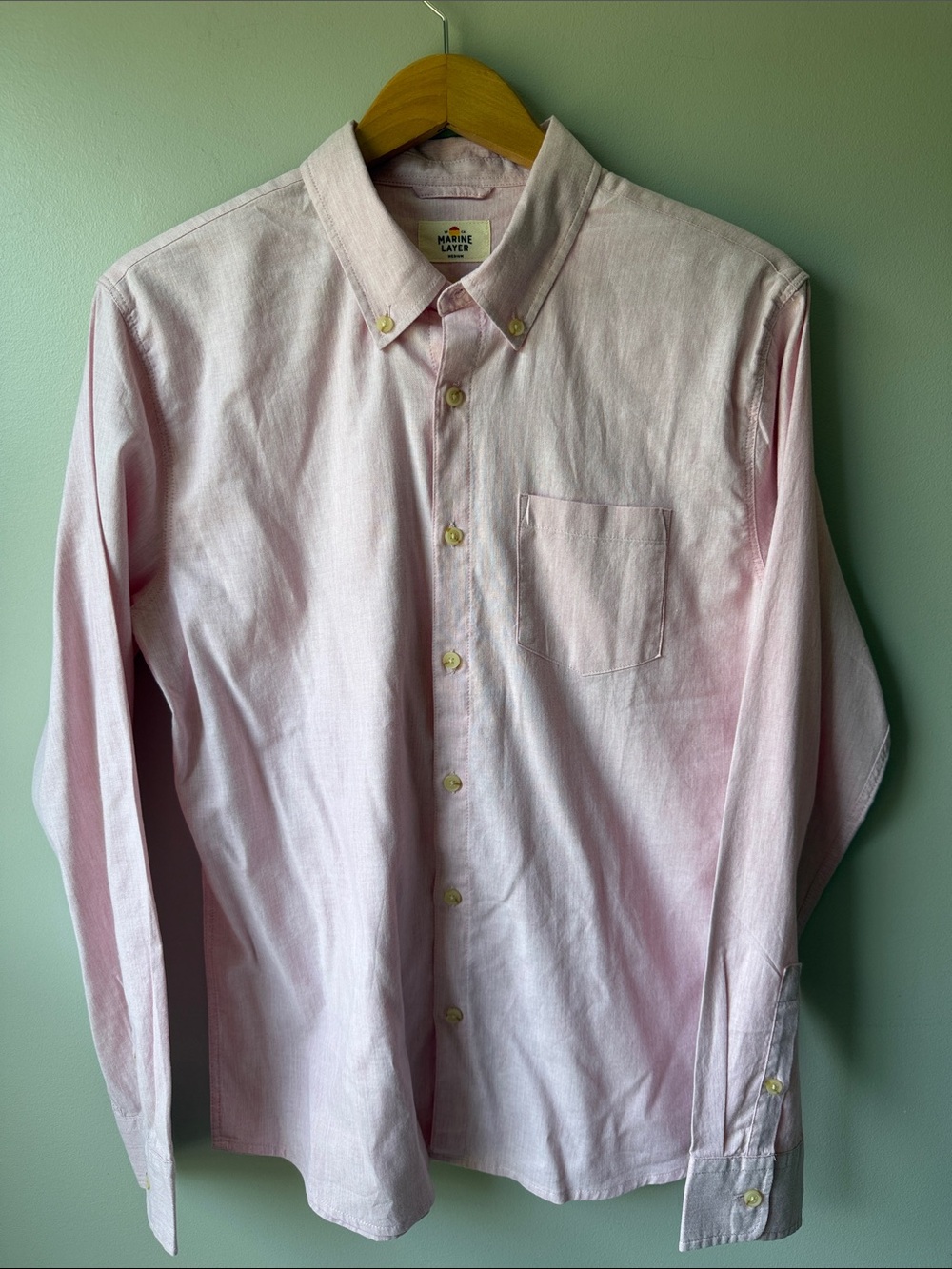 Marine Layer California Oxford Light Pink Casual Button-Down Shirt size M